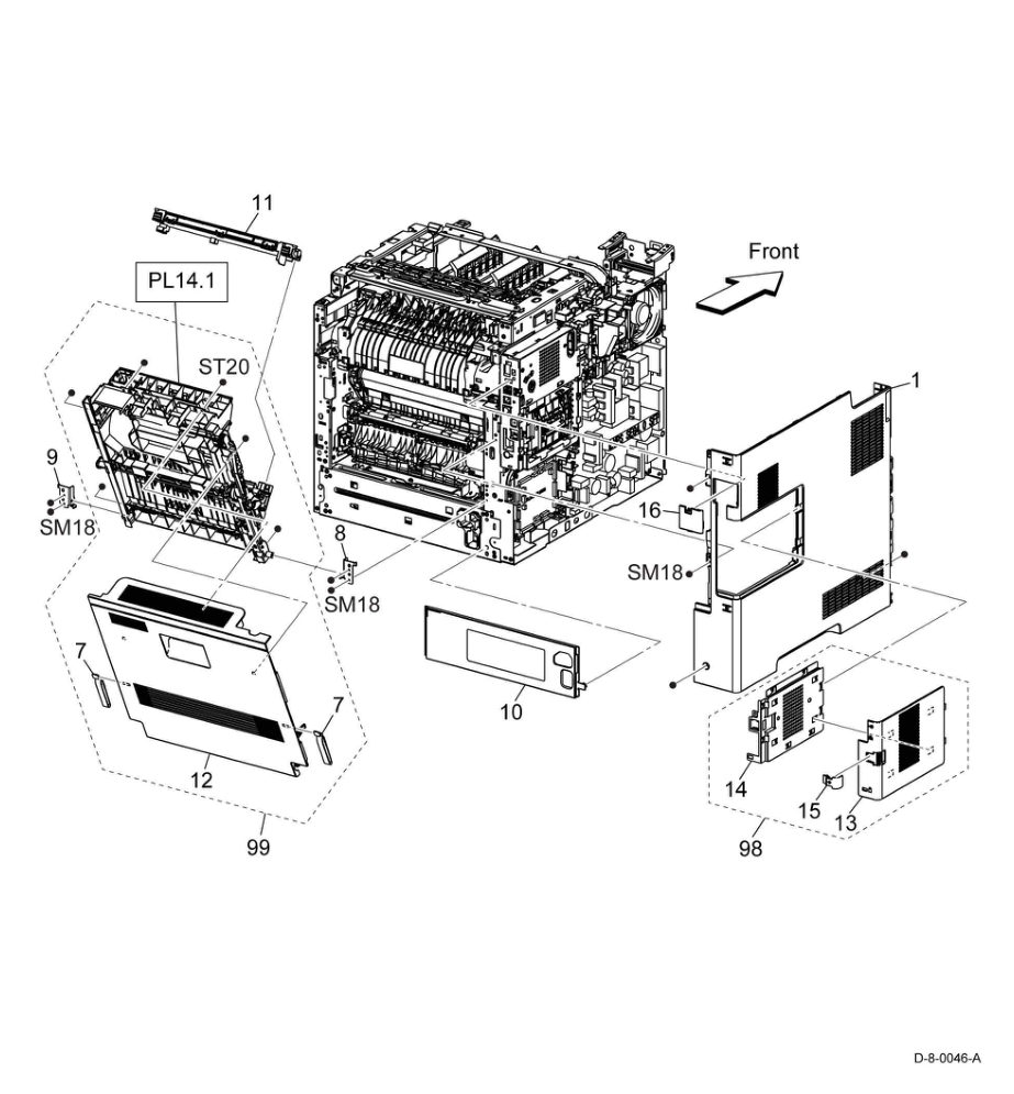 PL 19.6 Cover (SFP) (2/2) parts diagram - Xerox VersaLink C500 / C600 / C505 / C605