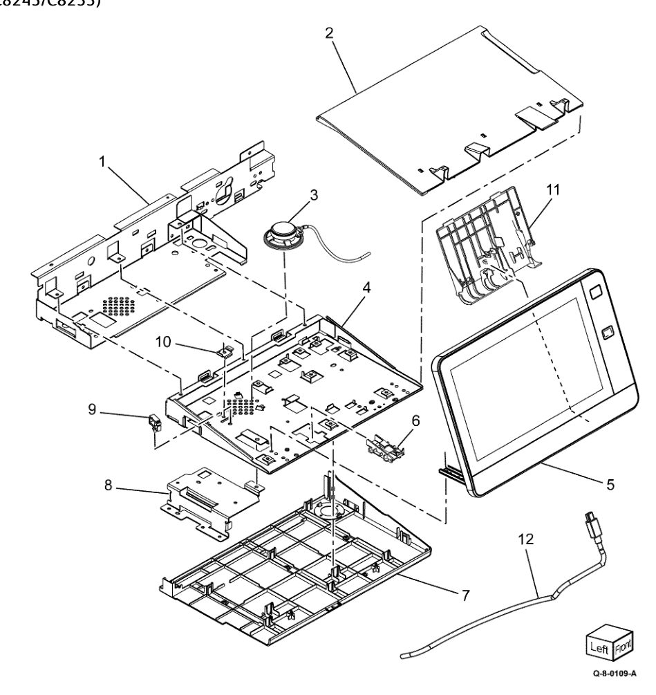 PL 2.05 User Interface (C8230/C8235/C8245/C8255) parts diagram - Xerox AltaLink C8230 / C8235 / C8245 / C8255 / C8270