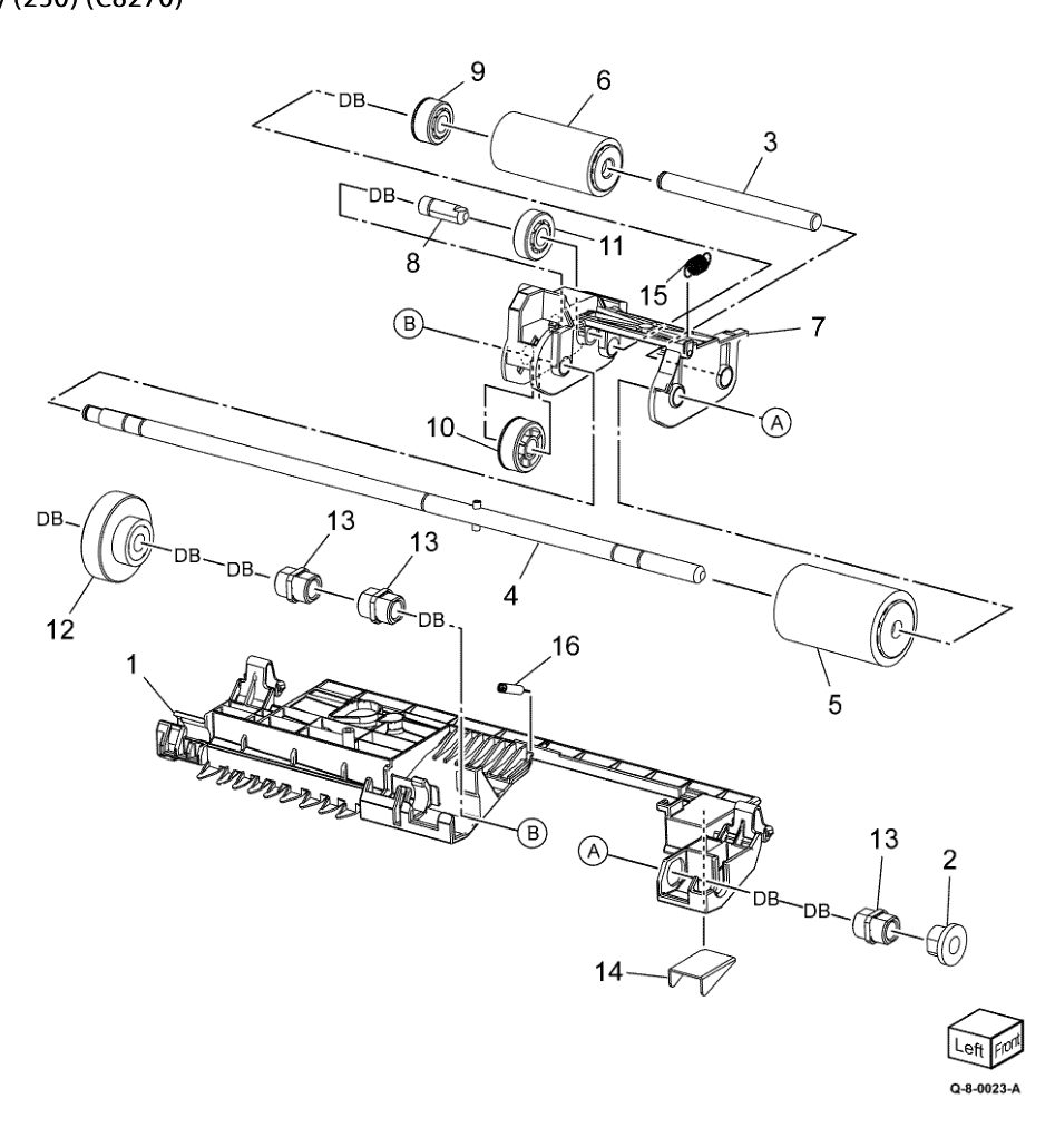 PL 5.14 DADF Nudger Housing Assembly (250) (C8270) parts diagram - Xerox AltaLink C8230 / C8235 / C8245 / C8255 / C8270