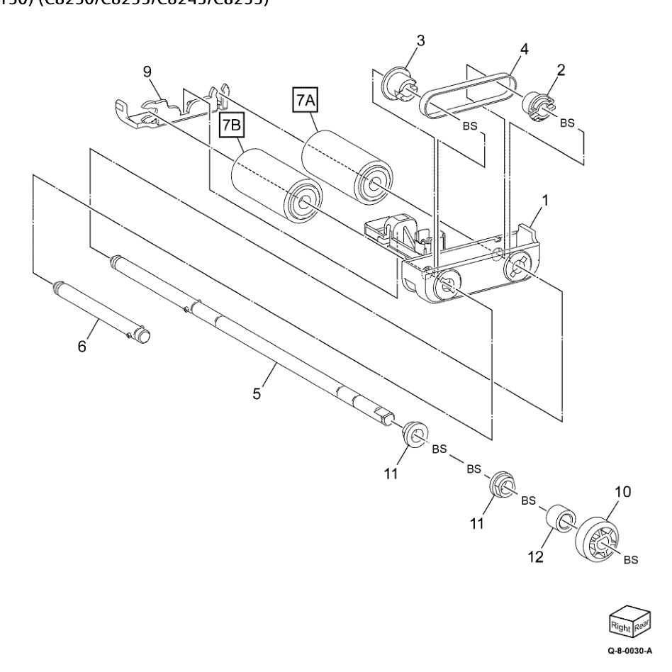 PL 5.56 Feeder / Nudger Roll Assembly (130) (C8230/C8235/C8245/C8255) parts diagram - Xerox AltaLink C8230 / C8235 / C8245 / C8255 / C8270