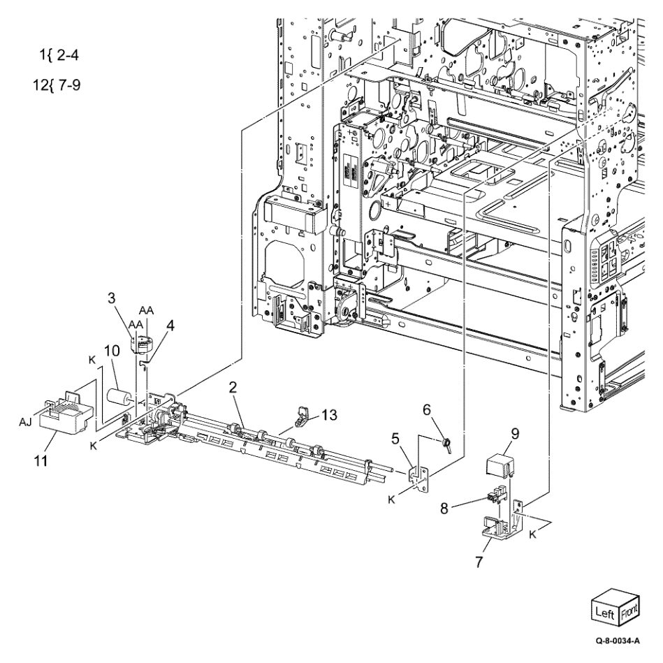 PL 10.10 Exit 1 Transport Components parts diagram - Xerox AltaLink C8230 / C8235 / C8245 / C8255 / C8270