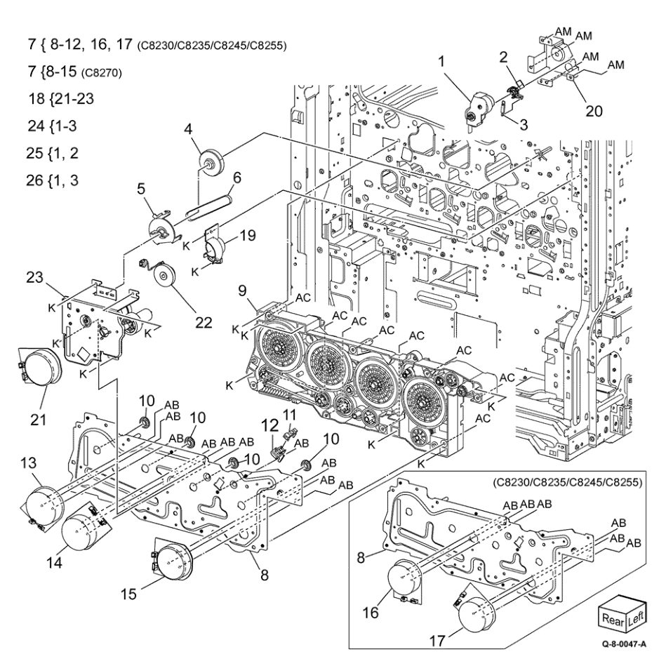 PL 40.05 Main Drive Assembly parts diagram - Xerox AltaLink C8230 / C8235 / C8245 / C8255 / C8270