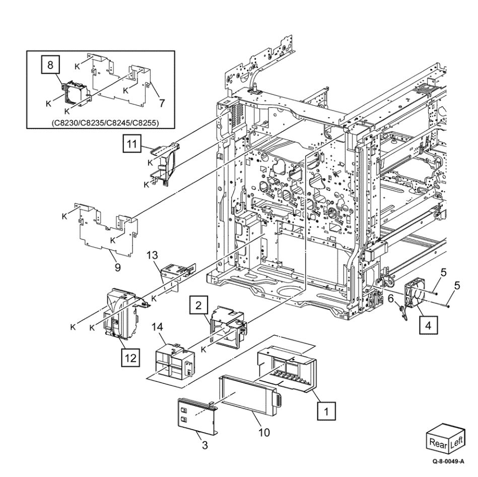 PL 40.15 NOHAD (rear) parts diagram - Xerox AltaLink C8230 / C8235 / C8245 / C8255 / C8270