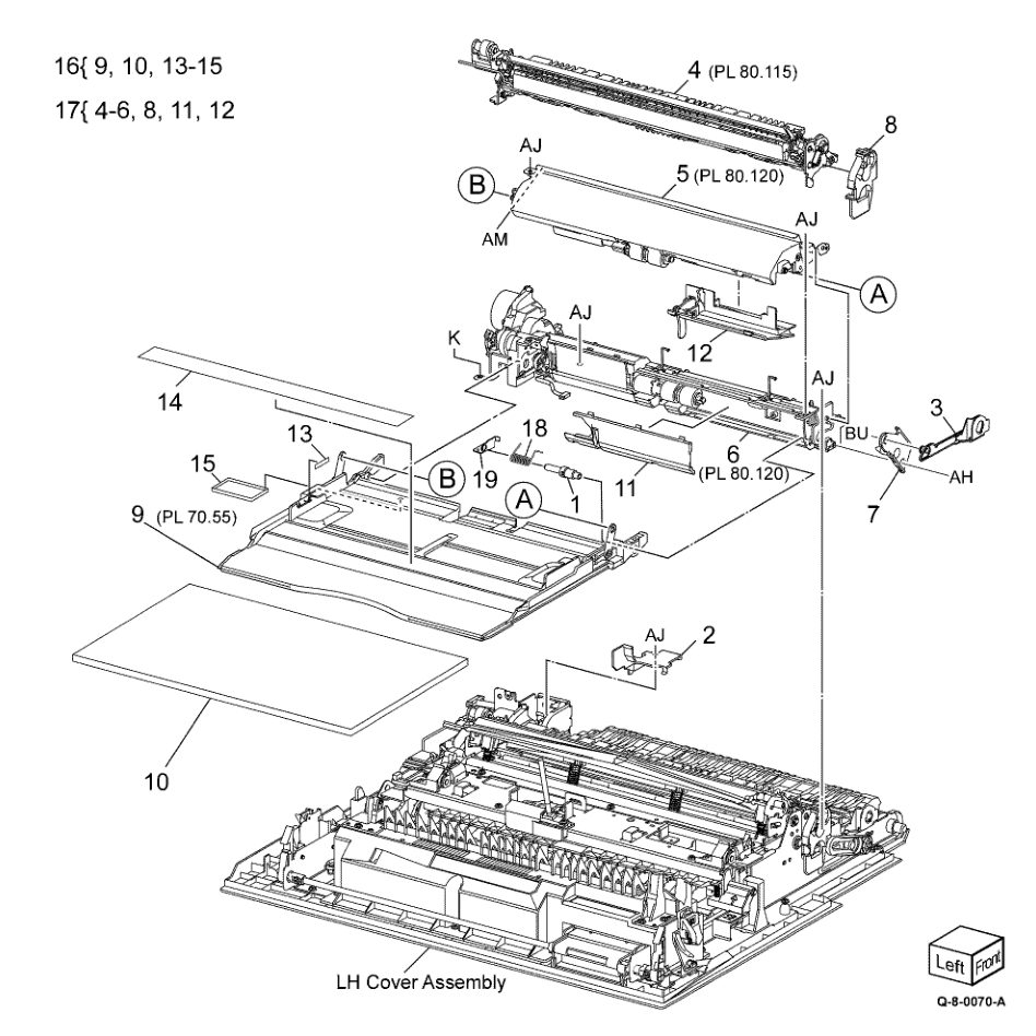 PL 70.50 Bypass Tray Components parts diagram - Xerox AltaLink C8230 / C8235 / C8245 / C8255 / C8270