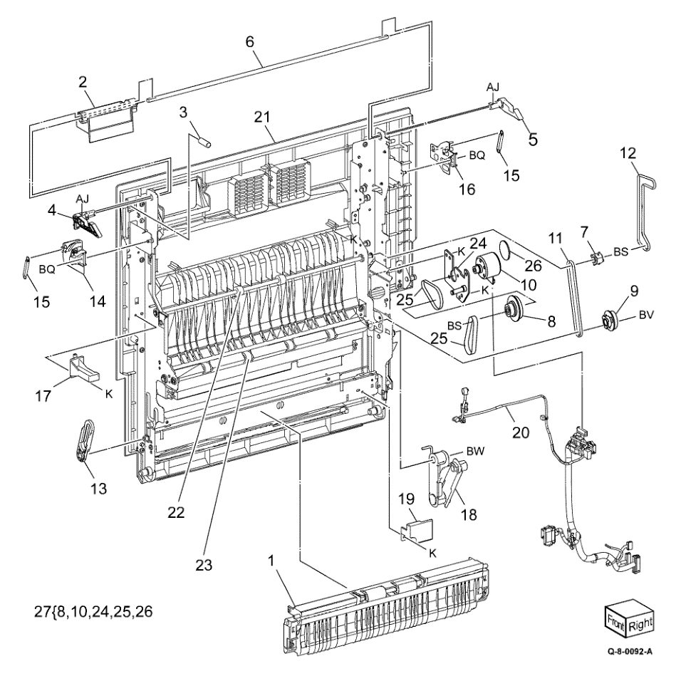 PL 80.75 Left Cover Transport Assembly parts diagram - Xerox AltaLink C8230 / C8235 / C8245 / C8255 / C8270