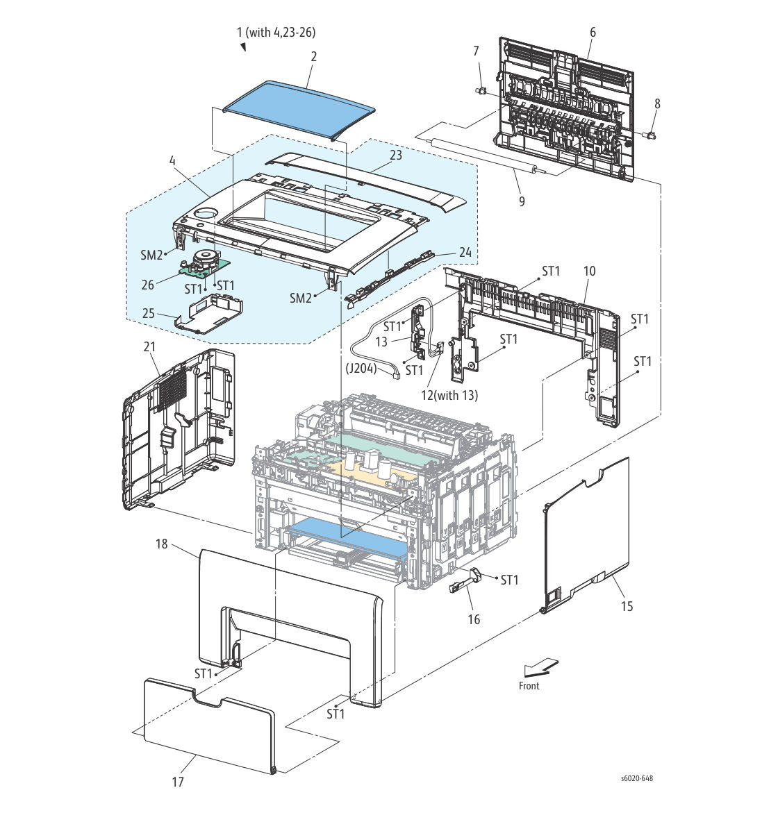 Phaser 6020 – PL 1.1 Covers parts diagram - Xerox Phaser 6020 / 6022 & WorkCentre 6025 / 6027