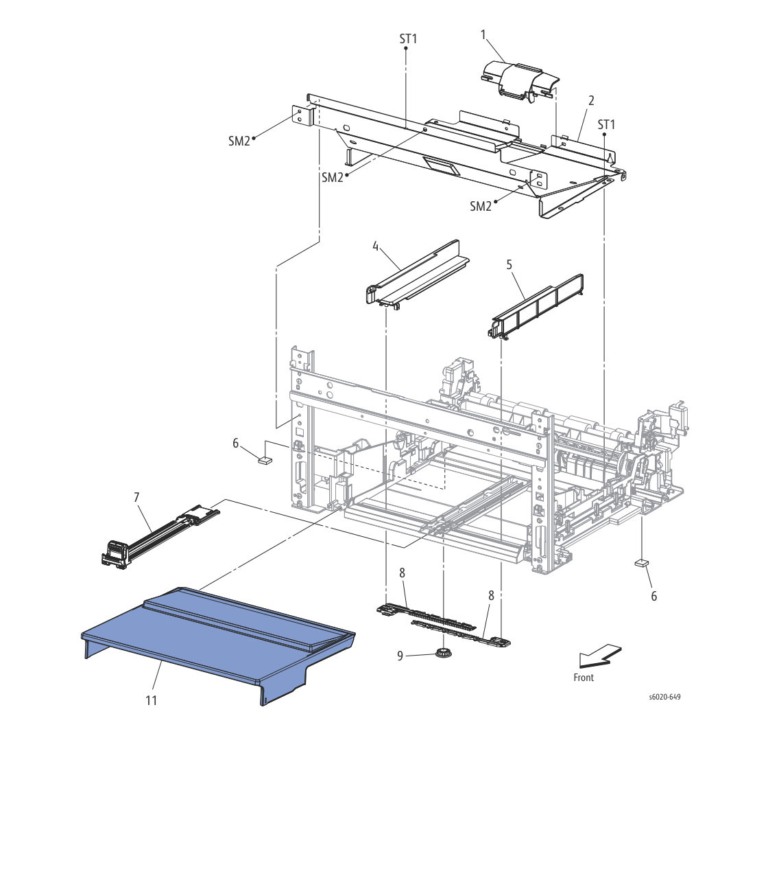 Phaser 6020 – PL 2.1 Feeder (1/3) parts diagram - Xerox Phaser 6020 / 6022 & WorkCentre 6025 / 6027