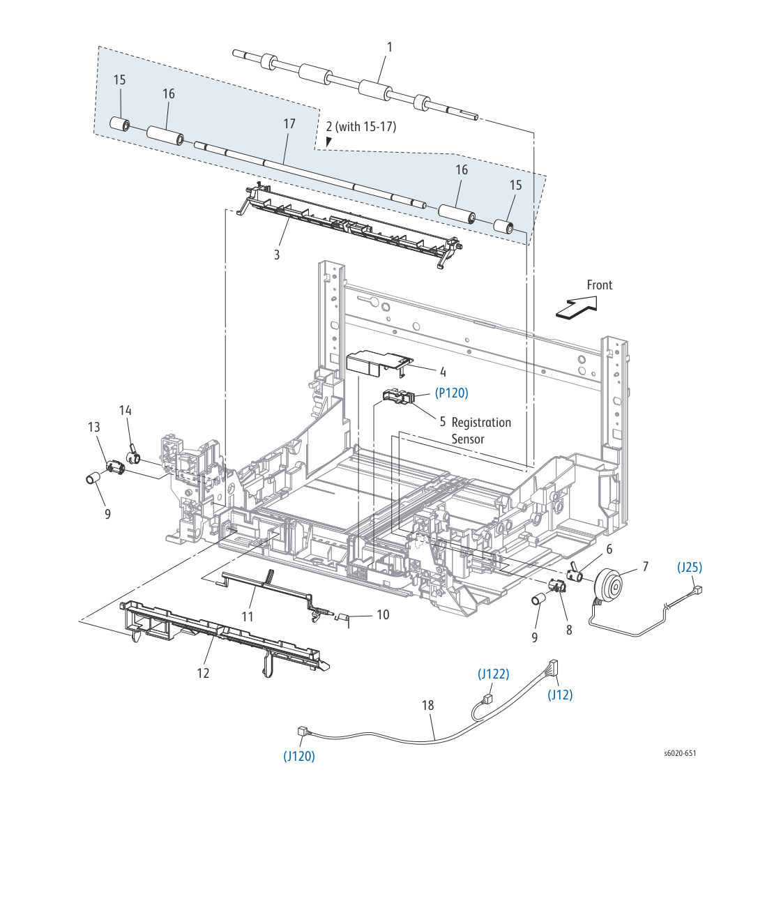 Phaser 6020 – PL 2.3 Feeder (3/3) parts diagram - Xerox Phaser 6020 / 6022 & WorkCentre 6025 / 6027