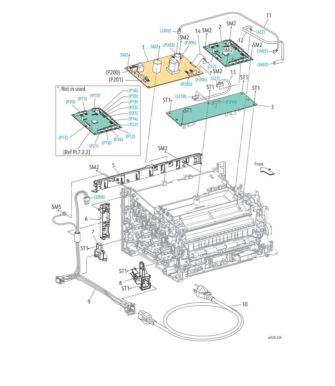 Phaser 6020 – PL 7.2 Electrical (2/2) parts diagram - Xerox Phaser 6020 / 6022 & WorkCentre 6025 / 6027