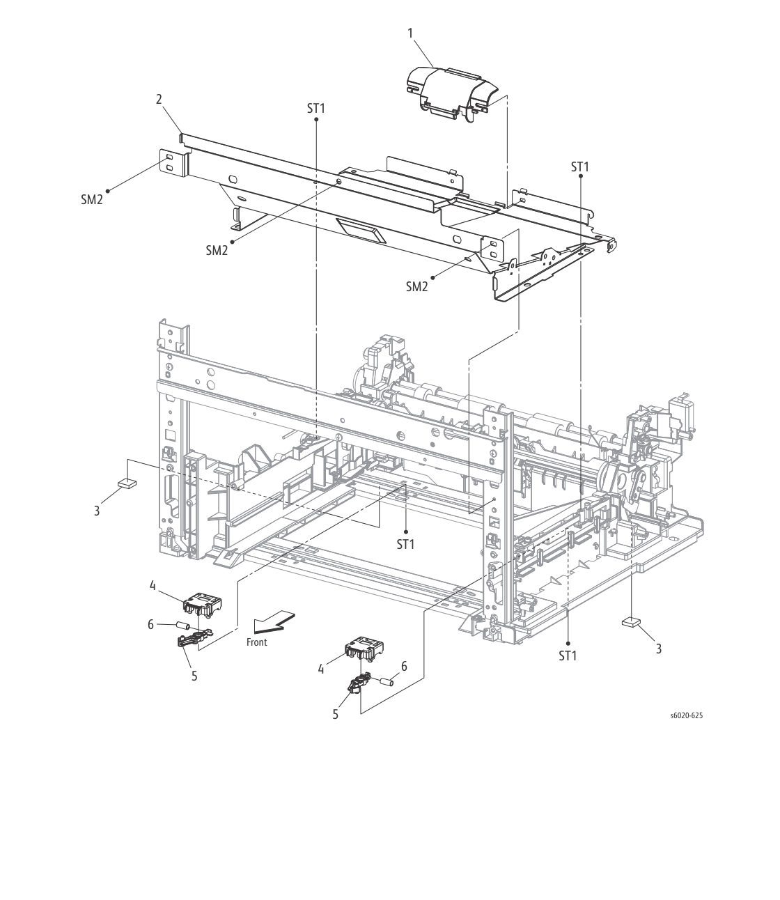 Phaser 6022 – PL 2.1 Feeder (1/3) parts diagram - Xerox Phaser 6020 / 6022 & WorkCentre 6025 / 6027