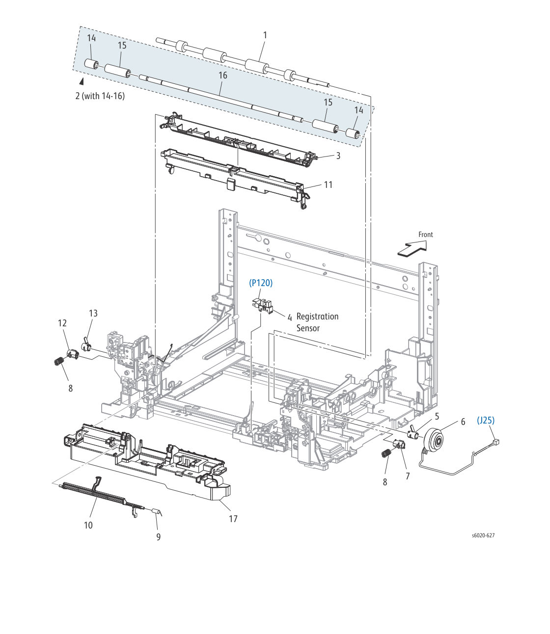 Phaser 6022 – PL 2.3 Feeder (3/3) parts diagram - Xerox Phaser 6020 / 6022 & WorkCentre 6025 / 6027