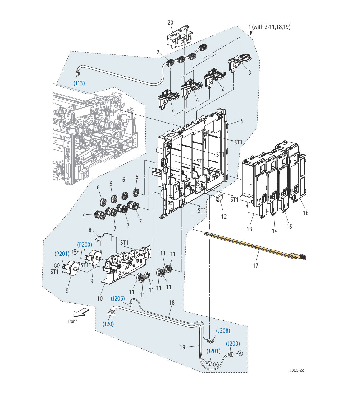 Phaser 6022 – PL 4.1 Dispenser parts diagram - Xerox Phaser 6020 / 6022 & WorkCentre 6025 / 6027