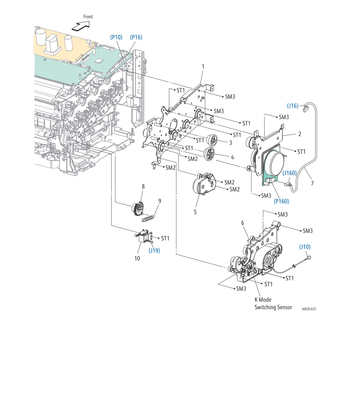 Phaser 6022 – PL 6.1 Drive parts diagram - Xerox Phaser 6020 / 6022 & WorkCentre 6025 / 6027