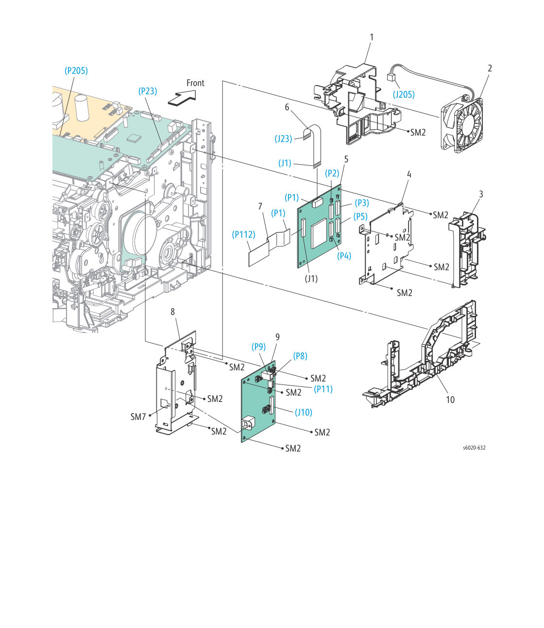 Phaser 6022 – PL 7.1 Electrical (1/2) parts diagram - Xerox Phaser 6020 / 6022 & WorkCentre 6025 / 6027
