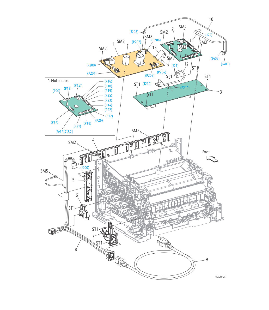 Phaser 6022 – PL 7.2 Electrical (2/2) parts diagram - Xerox Phaser 6020 / 6022 & WorkCentre 6025 / 6027