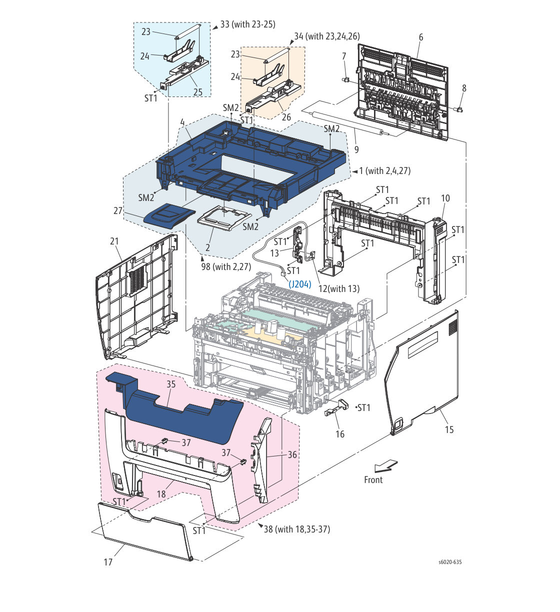 WorkCentre 6025 MFP – PL 1.1 Covers parts diagram - Xerox Phaser 6020 / 6022 & WorkCentre 6025 / 6027