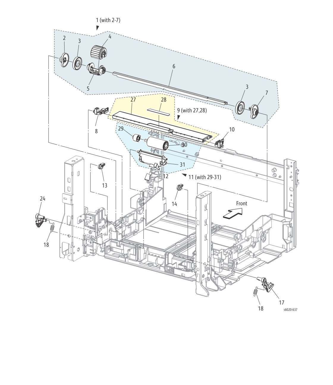WorkCentre 6025 MFP – PL 2.2 Feeder (2/3) parts diagram - Xerox Phaser 6020 / 6022 & WorkCentre 6025 / 6027