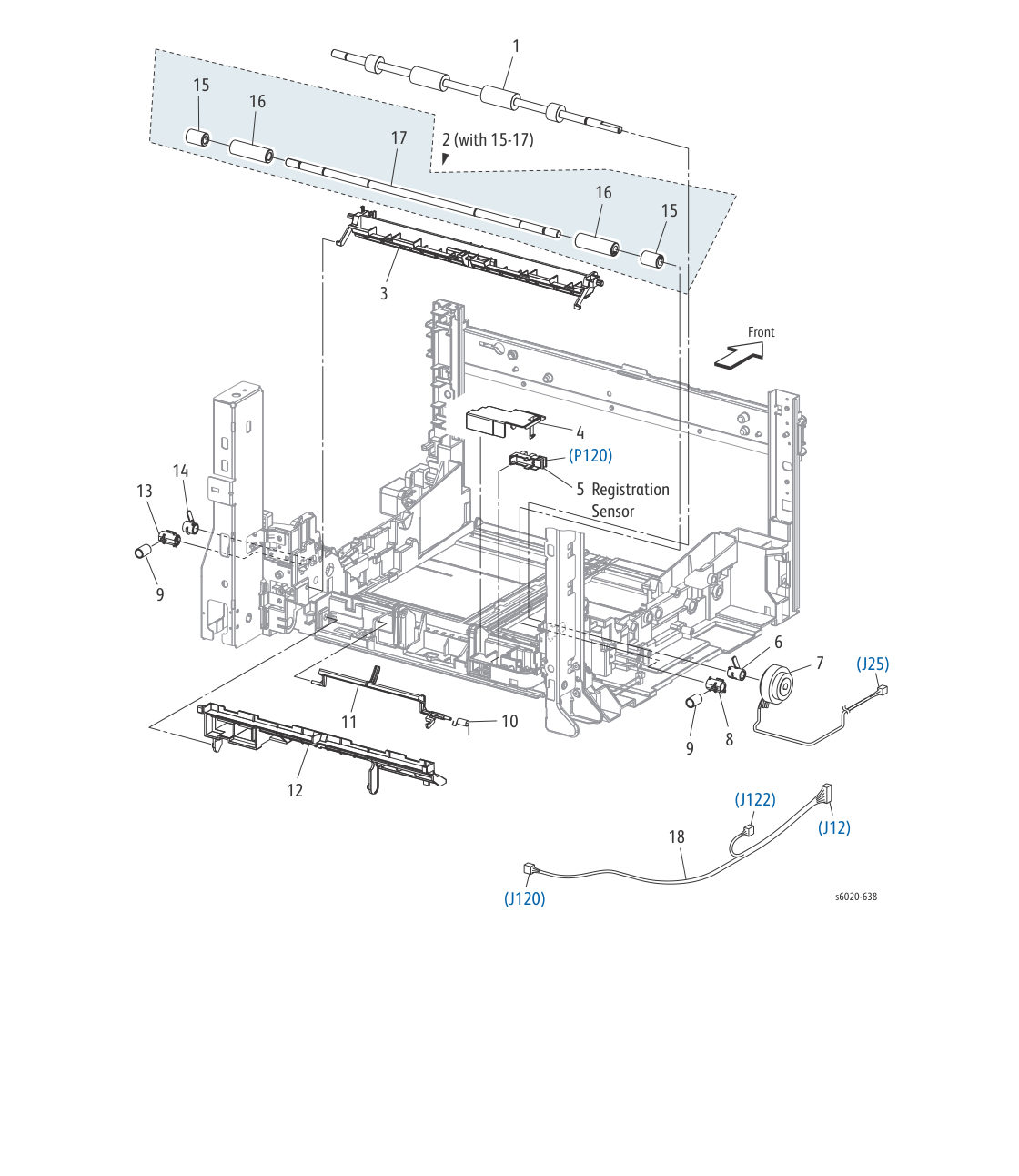 WorkCentre 6025 MFP – PL 2.3 Feeder (3/3) parts diagram - Xerox Phaser 6020 / 6022 & WorkCentre 6025 / 6027