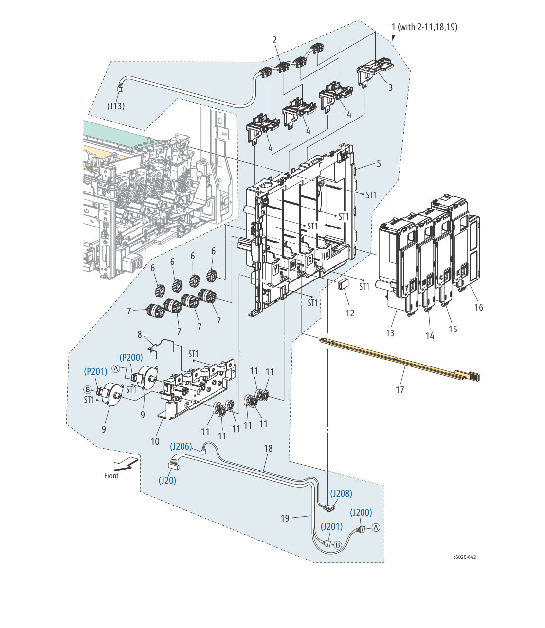 WorkCentre 6025 MFP – PL 4.1 Dispenser parts diagram - Xerox Phaser 6020 / 6022 & WorkCentre 6025 / 6027