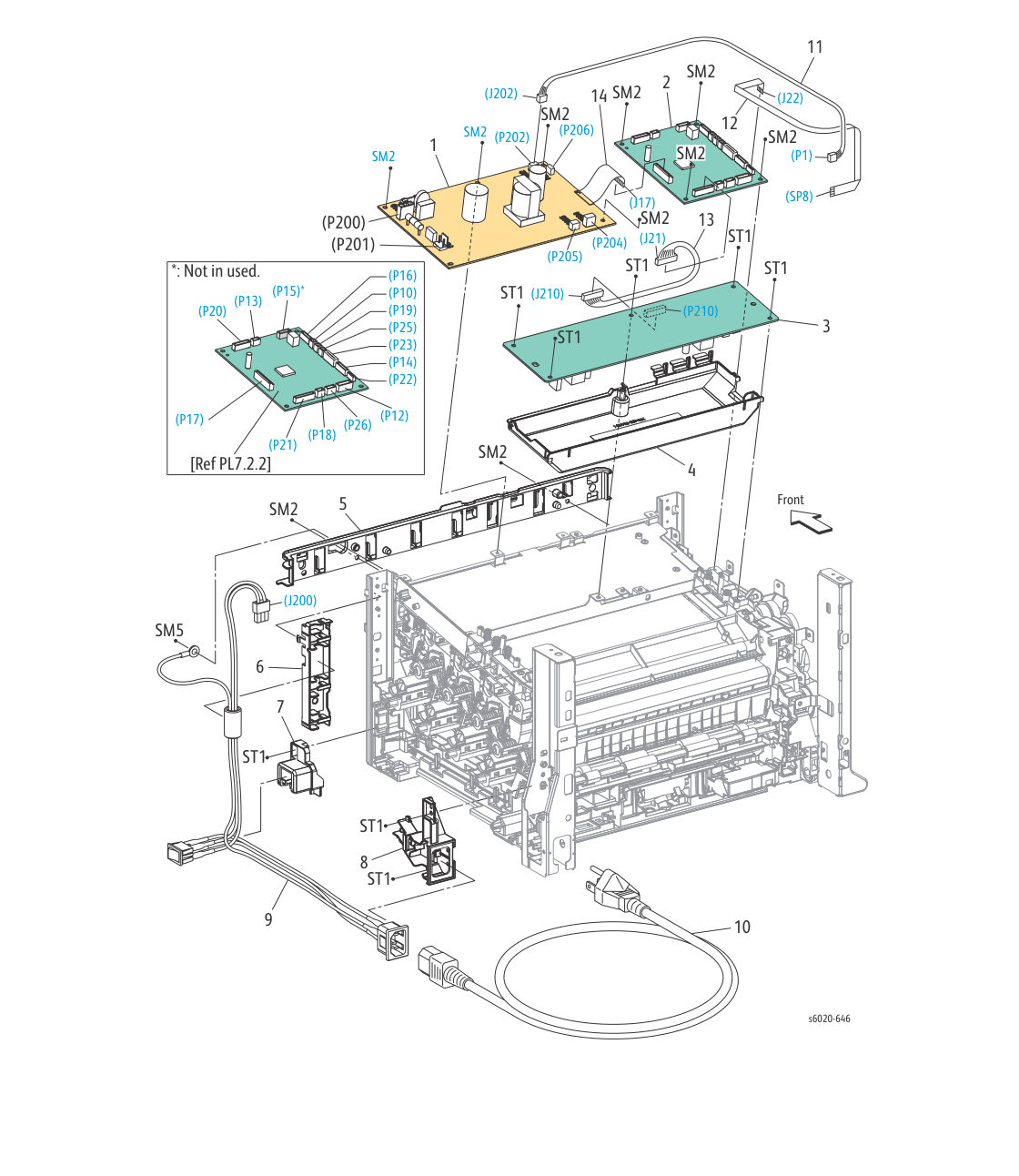 WorkCentre 6025 MFP – PL 7.2 Electrical (2/2) parts diagram - Xerox Phaser 6020 / 6022 & WorkCentre 6025 / 6027
