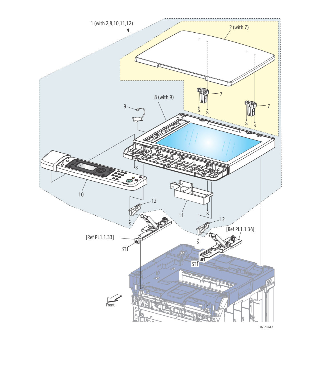 WorkCentre 6025 MFP – PL 9.1 Scanner Assembly parts diagram - Xerox Phaser 6020 / 6022 & WorkCentre 6025 / 6027