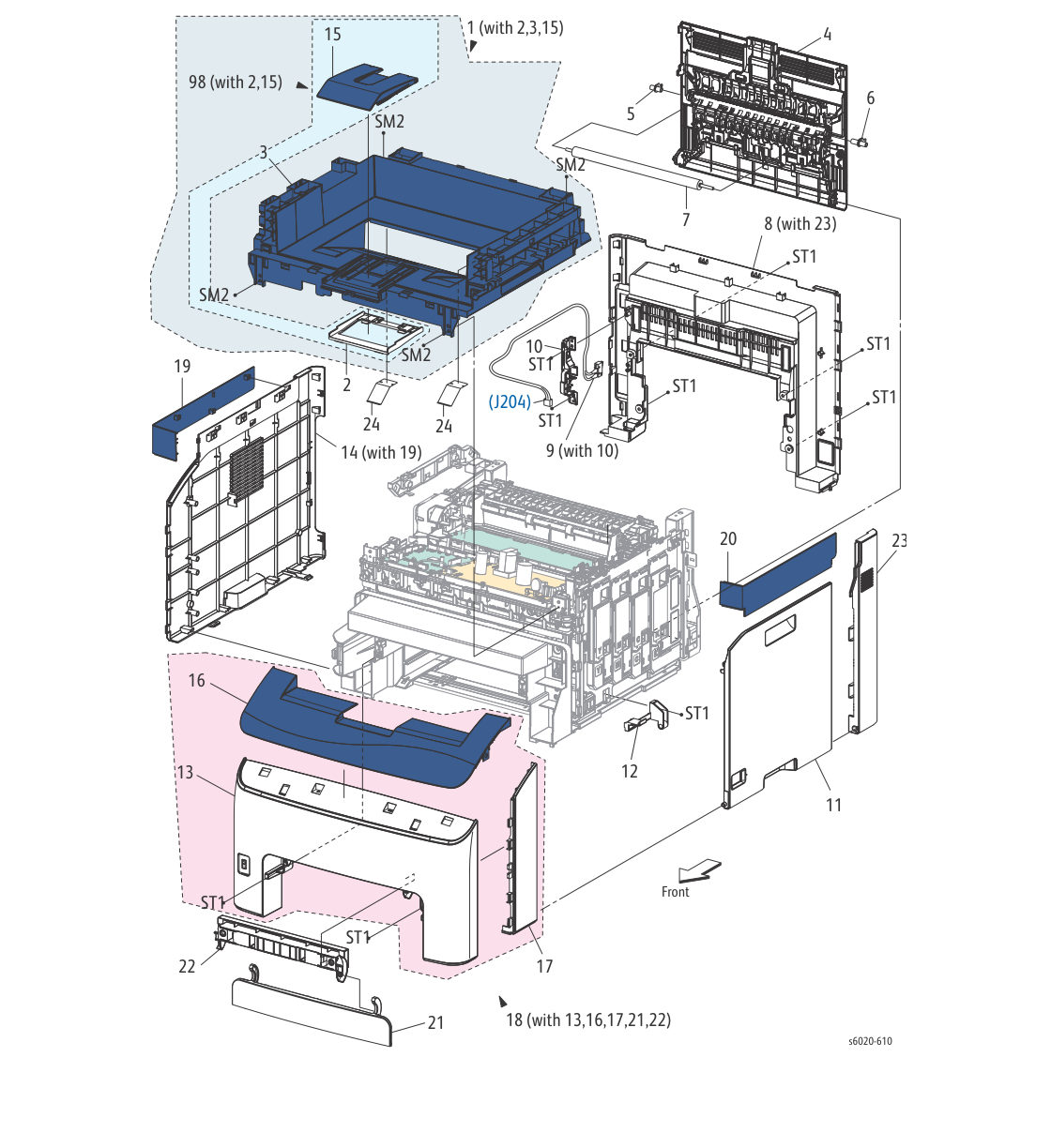 WorkCentre 6027 MFP – PL 1.1 Covers parts diagram - Xerox Phaser 6020 / 6022 & WorkCentre 6025 / 6027