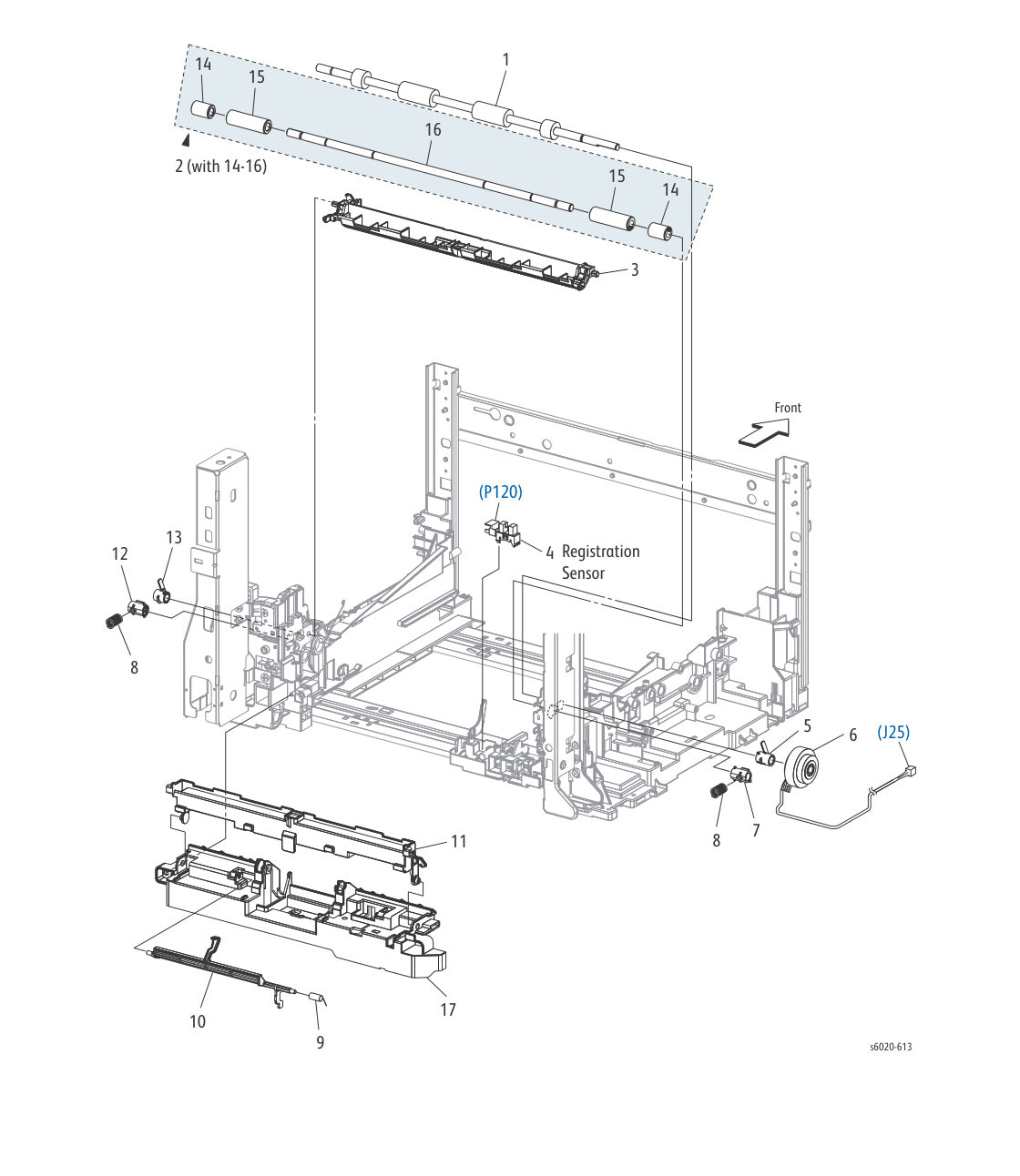 WorkCentre 6027 MFP – PL 2.3 Feeder (3/3) parts diagram - Xerox Phaser 6020 / 6022 & WorkCentre 6025 / 6027