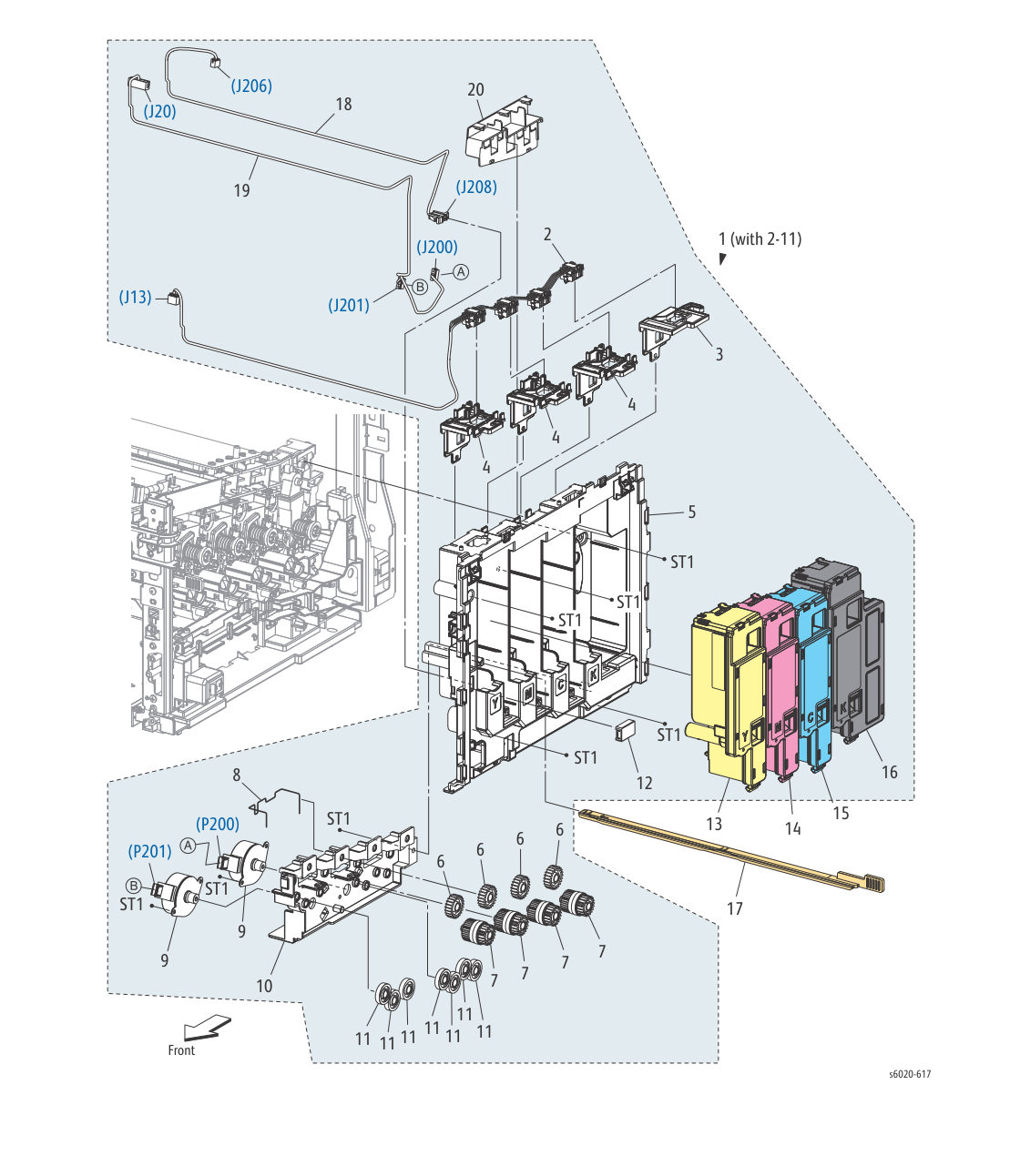 WorkCentre 6027 MFP – PL 4.1 Dispenser parts diagram - Xerox Phaser 6020 / 6022 & WorkCentre 6025 / 6027