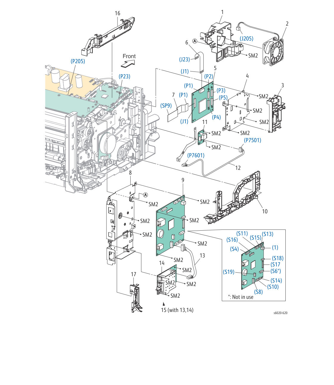 WorkCentre 6027 MFP – PL 7.1 Electrical (1/2) parts diagram - Xerox Phaser 6020 / 6022 & WorkCentre 6025 / 6027