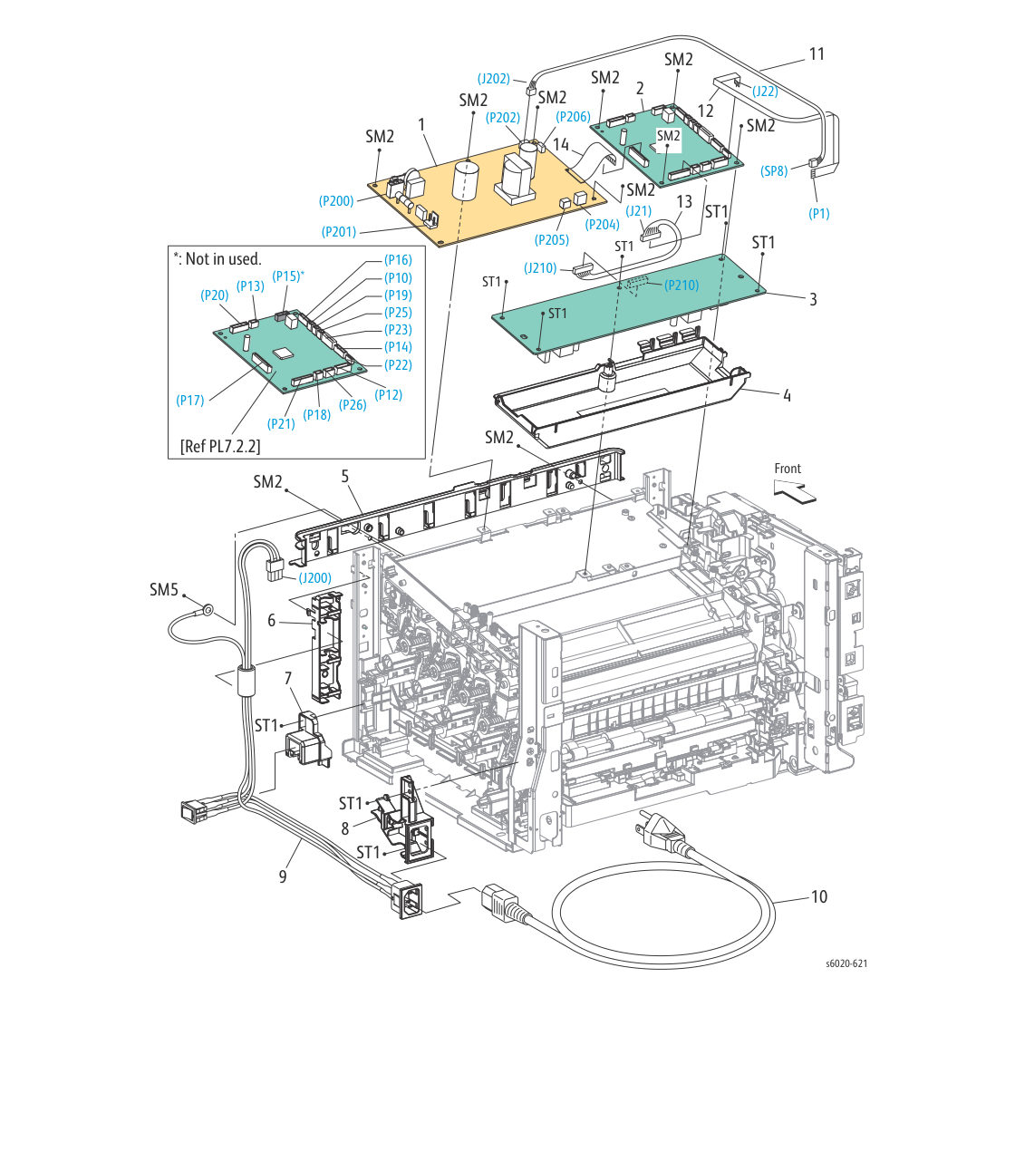 WorkCentre 6027 MFP – PL 7.2 Electrical (2/2) parts diagram - Xerox Phaser 6020 / 6022 & WorkCentre 6025 / 6027