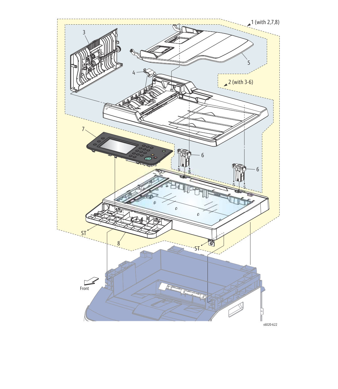 WorkCentre 6027 MFP – PL 8.1 Scanner/ADF Assembly parts diagram - Xerox Phaser 6020 / 6022 & WorkCentre 6025 / 6027