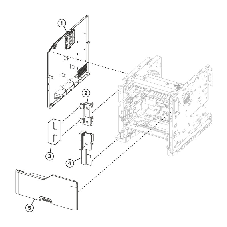 Printer – Front and left covers parts diagram - Xerox MS731ve / MS831e / MS832e / MS833e