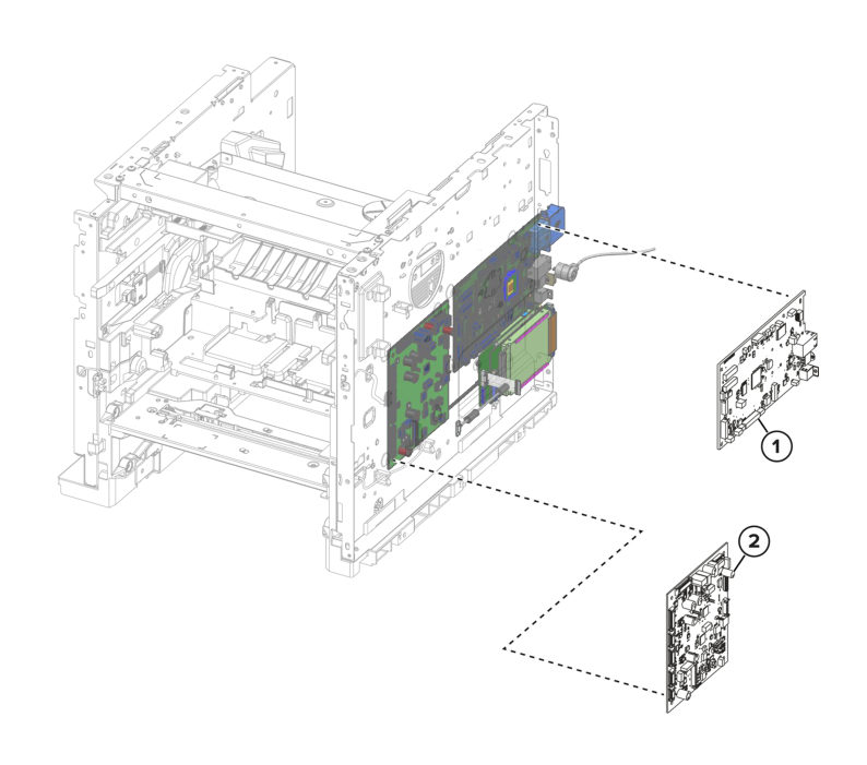 Printer – Front and right electronics parts diagram - Xerox MS731ve / MS831e / MS832e / MS833e