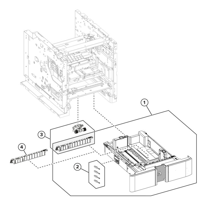 Printer – Standard tray parts diagram - Xerox MS731ve / MS831e / MS832e / MS833e