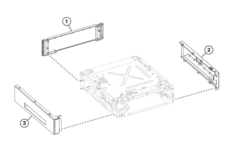 Input options – Optional 250- and 550-sheet tray assemblies – 250- and 550-sheet tray covers parts diagram - Xerox MS731ve / MS831e / MS832e / MS833e