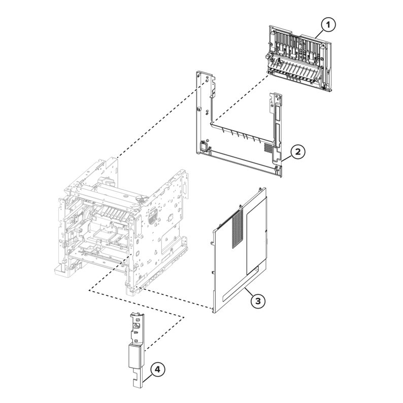 Printer – Right and rear covers parts diagram - Xerox MX732e / MX733se