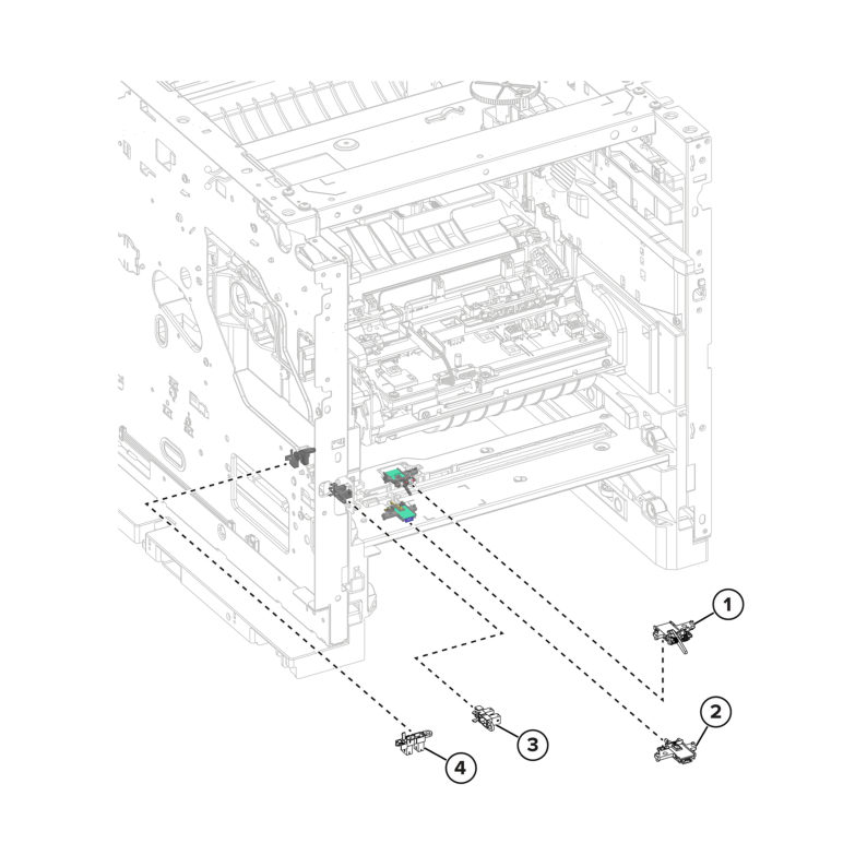 Printer – Sensors (pick and feed) parts diagram - Xerox MX732e / MX733se
