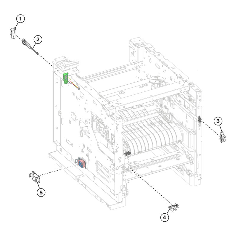 Printer – Sensors (interlock) parts diagram - Xerox MX732e / MX733se