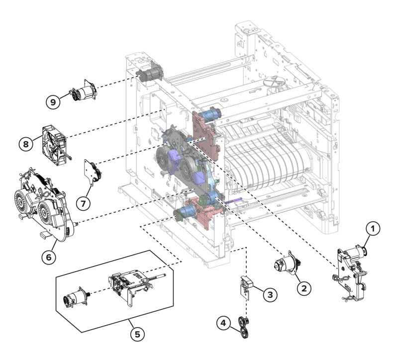 Printer – Motors parts diagram - Xerox MX732e / MX733se