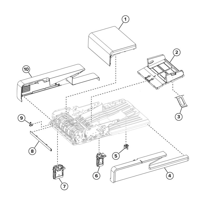 ADF and flatbed scanner – ADF covers parts diagram - Xerox MX732e / MX733se