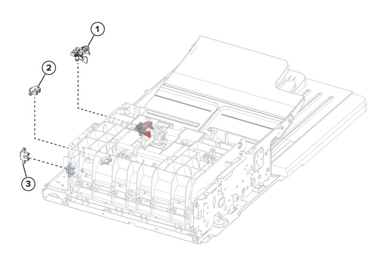 ADF and flatbed scanner – ADF sensors (interlock) parts diagram - Xerox MX732e / MX733se