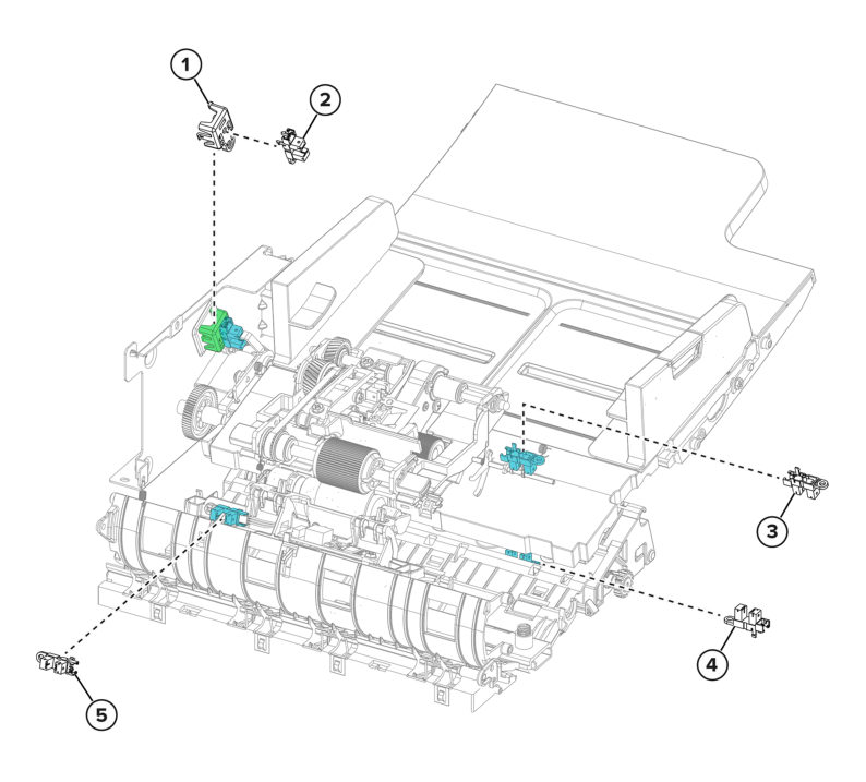 ADF and flatbed scanner – ADF sensors (position) parts diagram - Xerox MX732e / MX733se