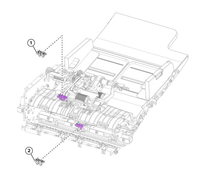 ADF and flatbed scanner – ADF sensors (paper path) parts diagram - Xerox MX732e / MX733se