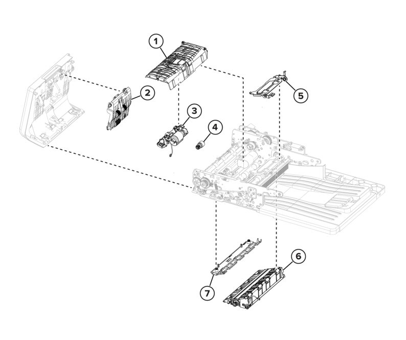 ADF and flatbed scanner – ADF paper feed parts diagram - Xerox MX732e / MX733se