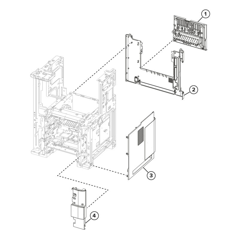 Printer – Right and rear covers parts diagram - Xerox MX831se / MX831tse / MX833se / MX833tse / MX833xse