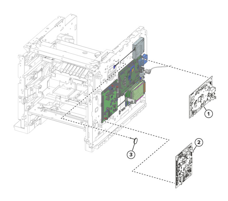 Printer – Front and right electronics parts diagram - Xerox MX831se / MX831tse / MX833se / MX833tse / MX833xse