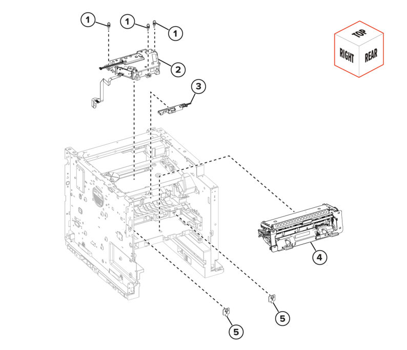 Printer – Printhead and fuser parts diagram - Xerox MX831se / MX831tse / MX833se / MX833tse / MX833xse