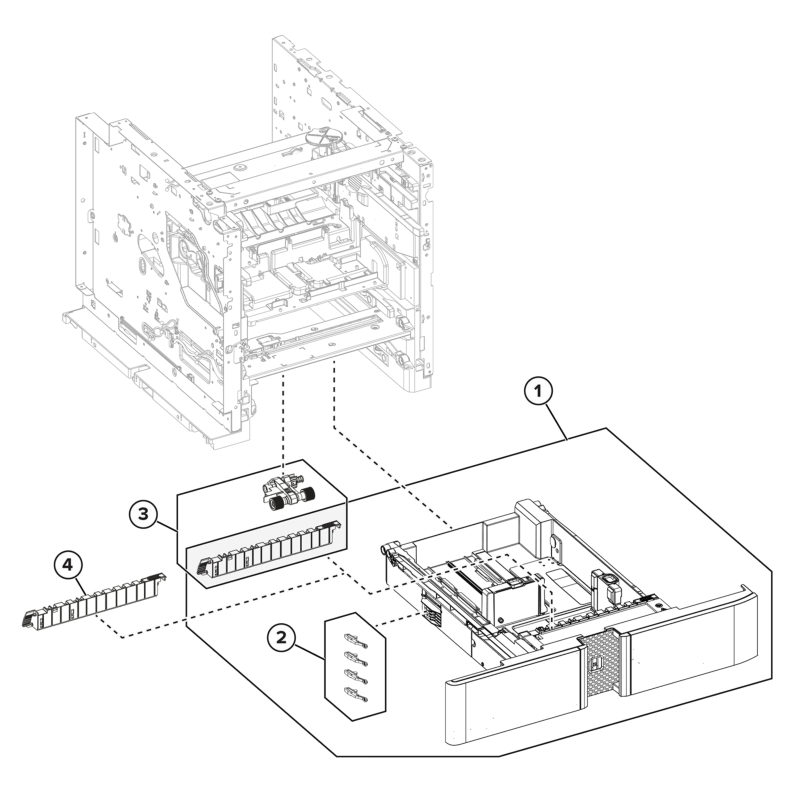 Printer – Standard tray parts diagram - Xerox MX831se / MX831tse / MX833se / MX833tse / MX833xse