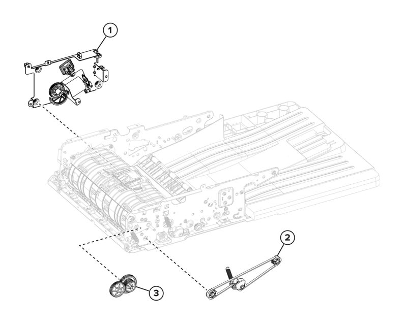 ADF and flatbed scanner – ADF drive components parts diagram - Xerox MX831se / MX831tse / MX833se / MX833tse / MX833xse