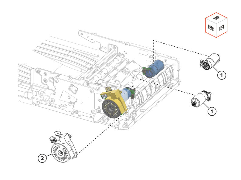 ADF and flatbed scanner – ADF motors parts diagram - Xerox MX831se / MX831tse / MX833se / MX833tse / MX833xse